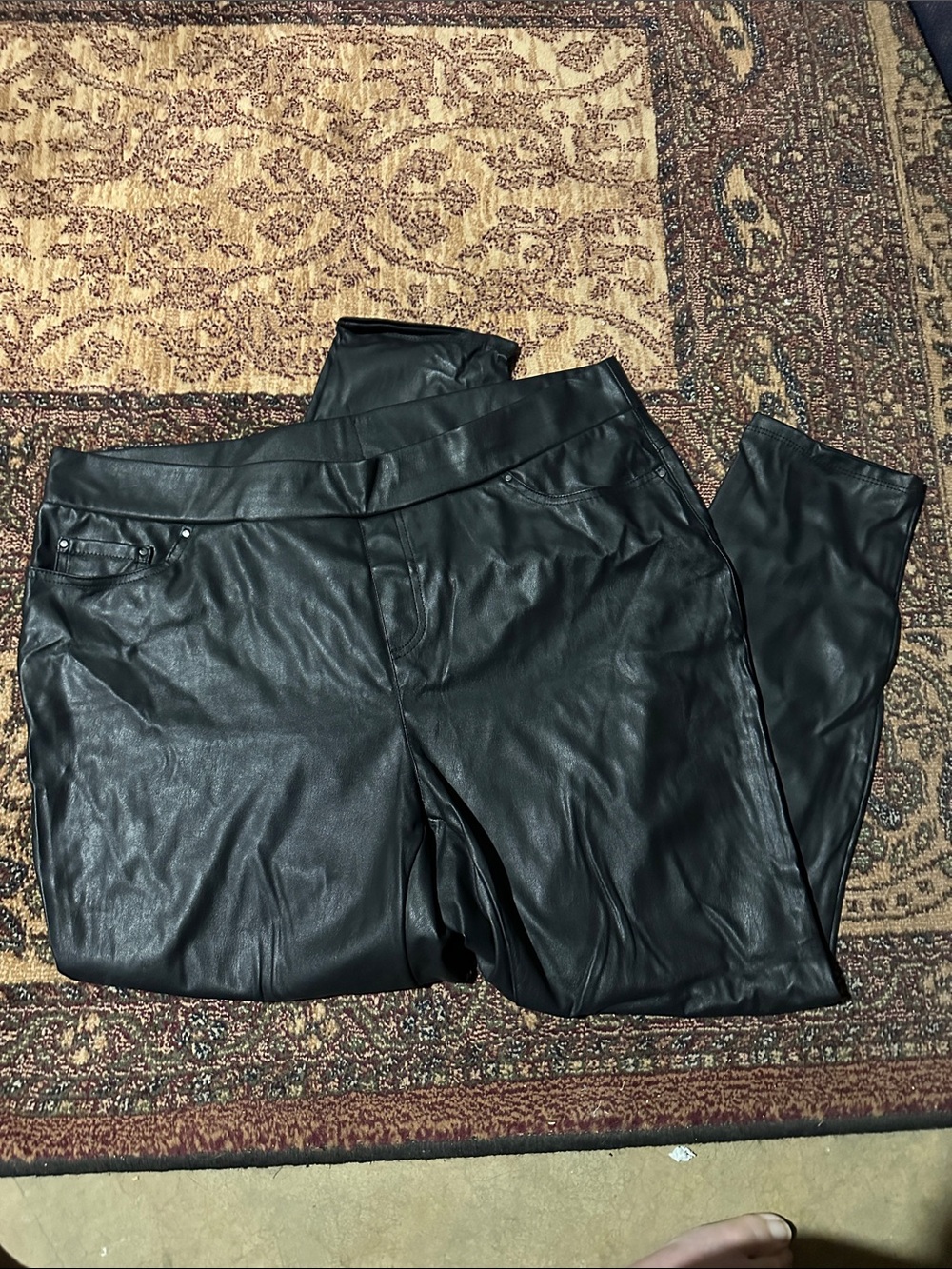 Terra & Sky Black Faux Leather Skinny Jeans